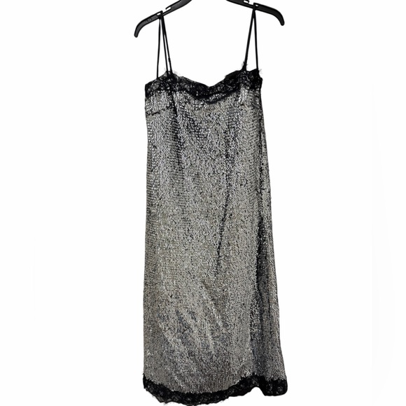 NWT Gianni Bini x Lilly Sisto Allegra Sequin Lace Trim Midi Slip Dress 8 - Picture 3 of 11